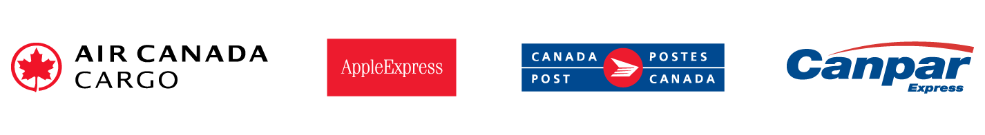 Air Canada Cargo, AppleExpress, Canada Post, Canpar